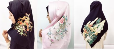 Hijab with Japanese pattern (made from kimono material)